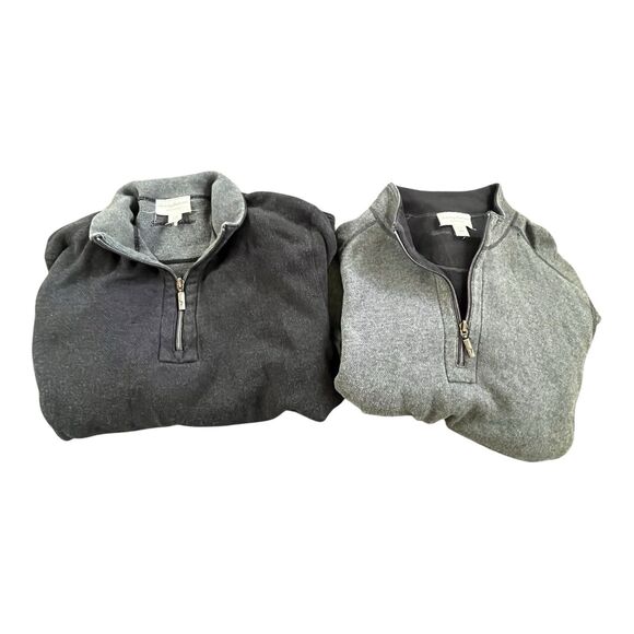Tommy Bahama Reversible 1/4 Zip Sweater Mens Large LOT OF 2 Golf Black Gray - Picture 1 of 14